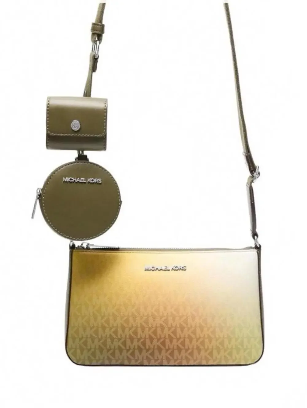 Michael Kors Ombre Olive Jet Set Crossbody Bag with Coin and Card Holders NWT